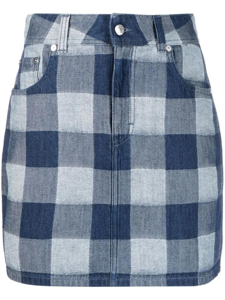 Woolrich gingham-check short denim skirt - Blue Cover