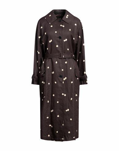 Aspesi Woman Overcoat & Trench Coat Dark brown Linen Cover