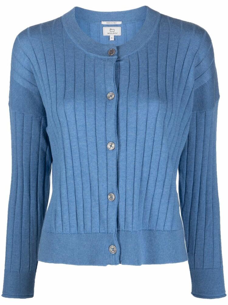 Woolrich Cotton Ribbed Cardigan - Blue Cover