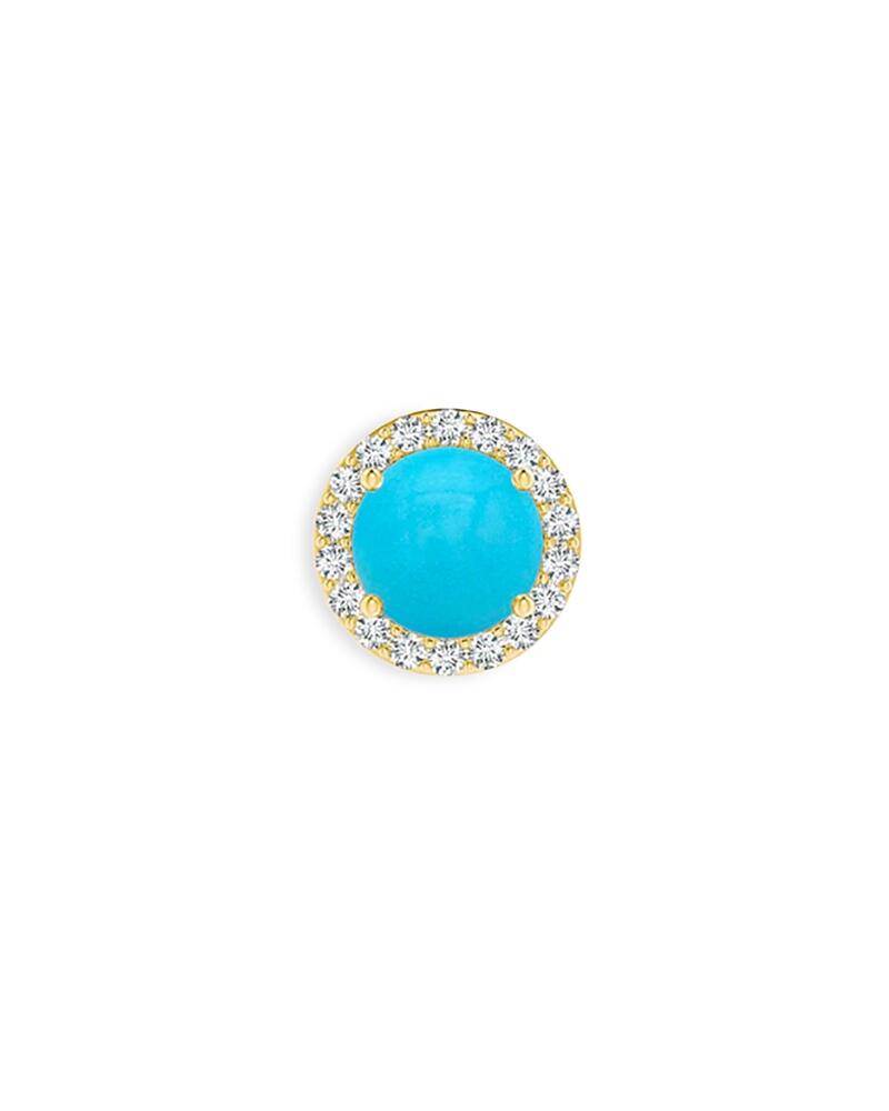 Meira T 14K Yellow Gold Turquoise & Diamond Halo Stud Earring Cover