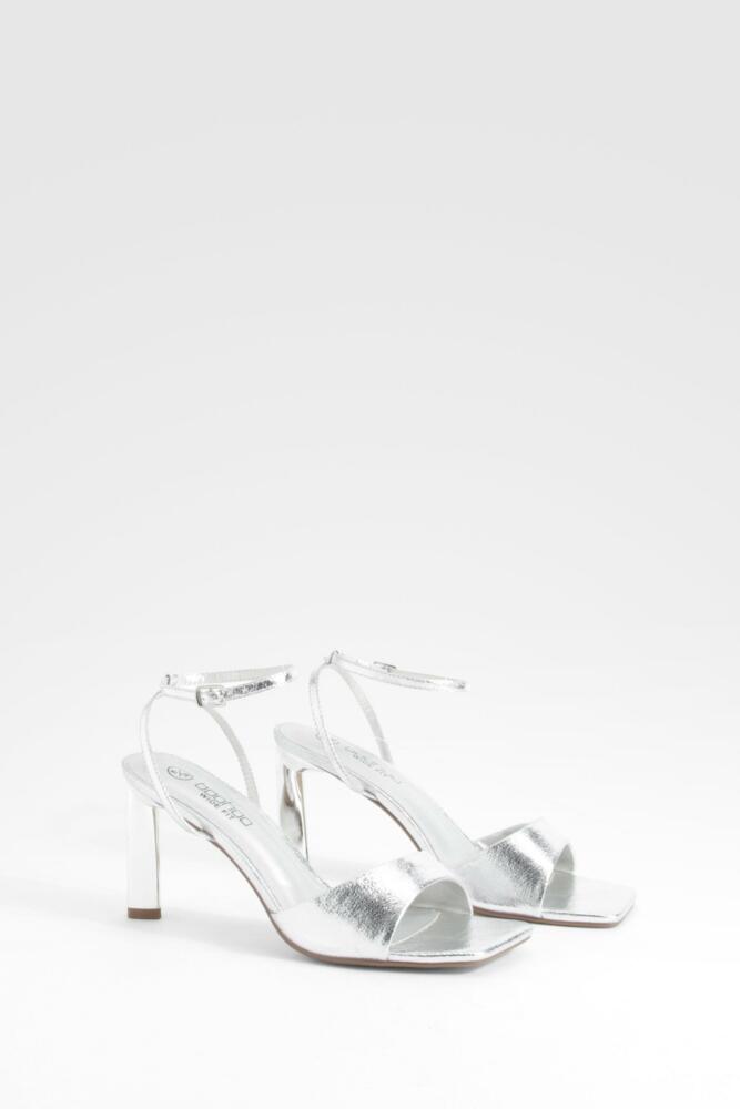 boohoo Womens Wide Width Wrap Around Metallic 2 Part Heels - Grey Cover