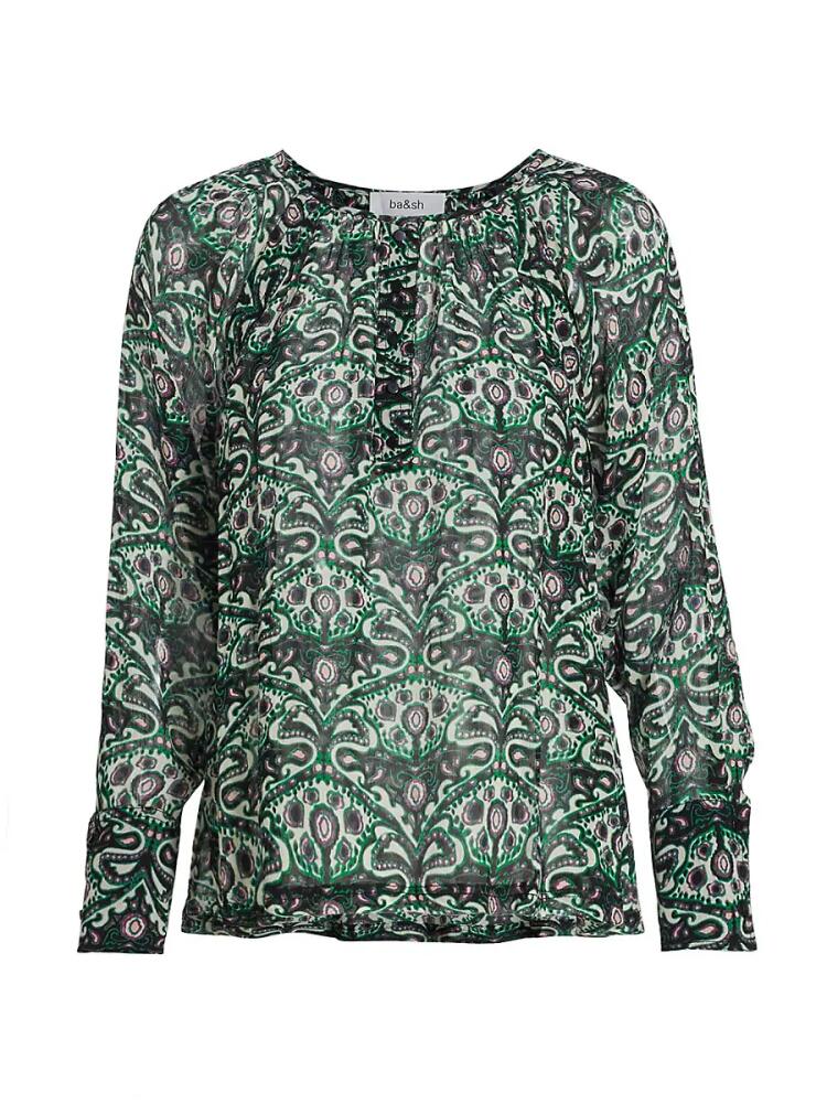 ba & sh Women's Fel Paisley Blouse - Green Cover