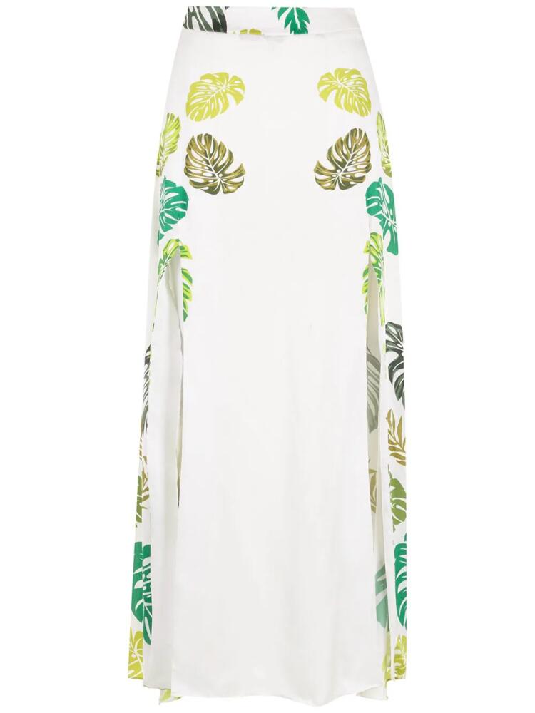 Amir Slama palm leaf print maxi skirt - White Cover