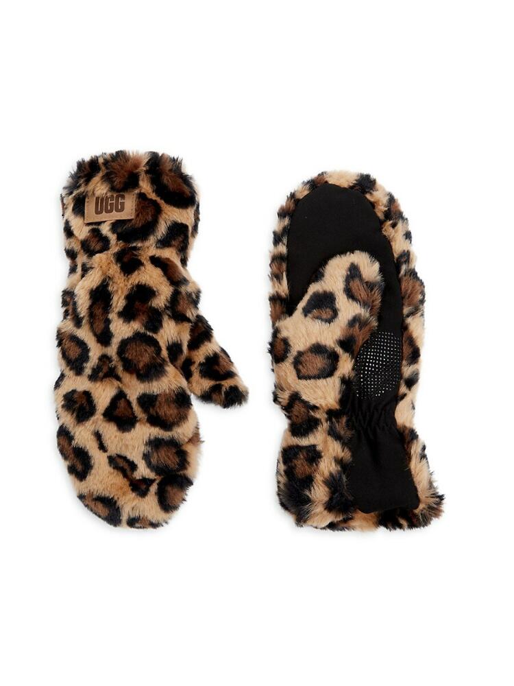 UGG Women's Quilted Faux Fur Mittens - Natural Cover