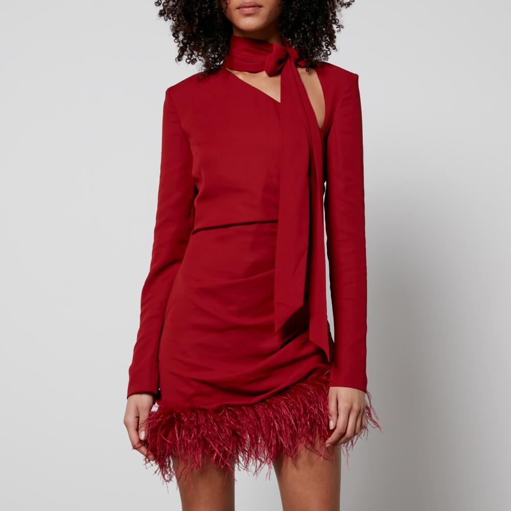 De La Vali Feather-Hemmed Crepe Mini Dress Cover