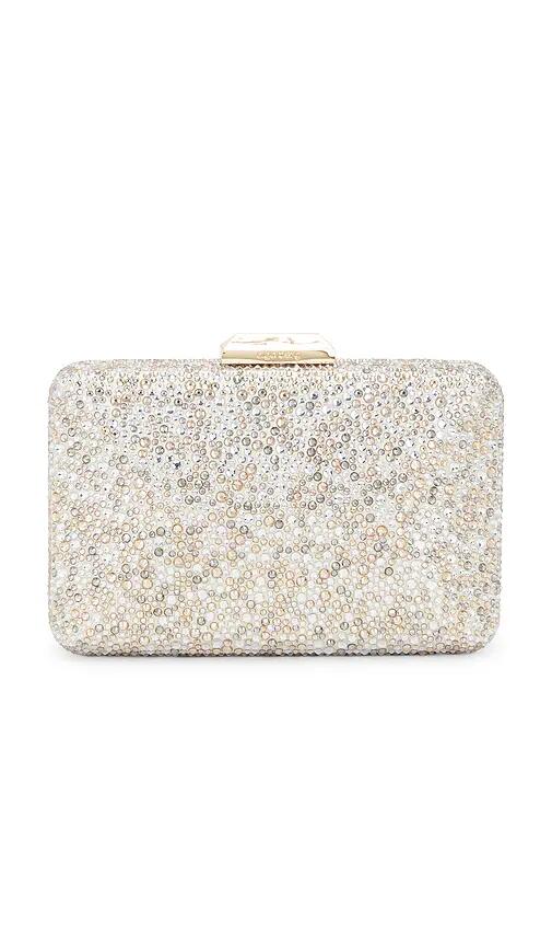 olga berg Shira Hotfix Clutch in Metallic Neutral Cover