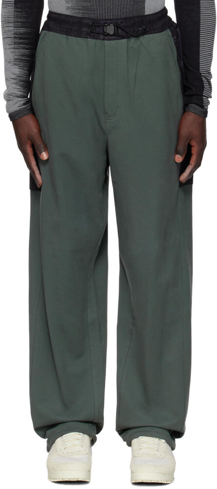 Y-3 Green & Black Paneled Trousers Cover