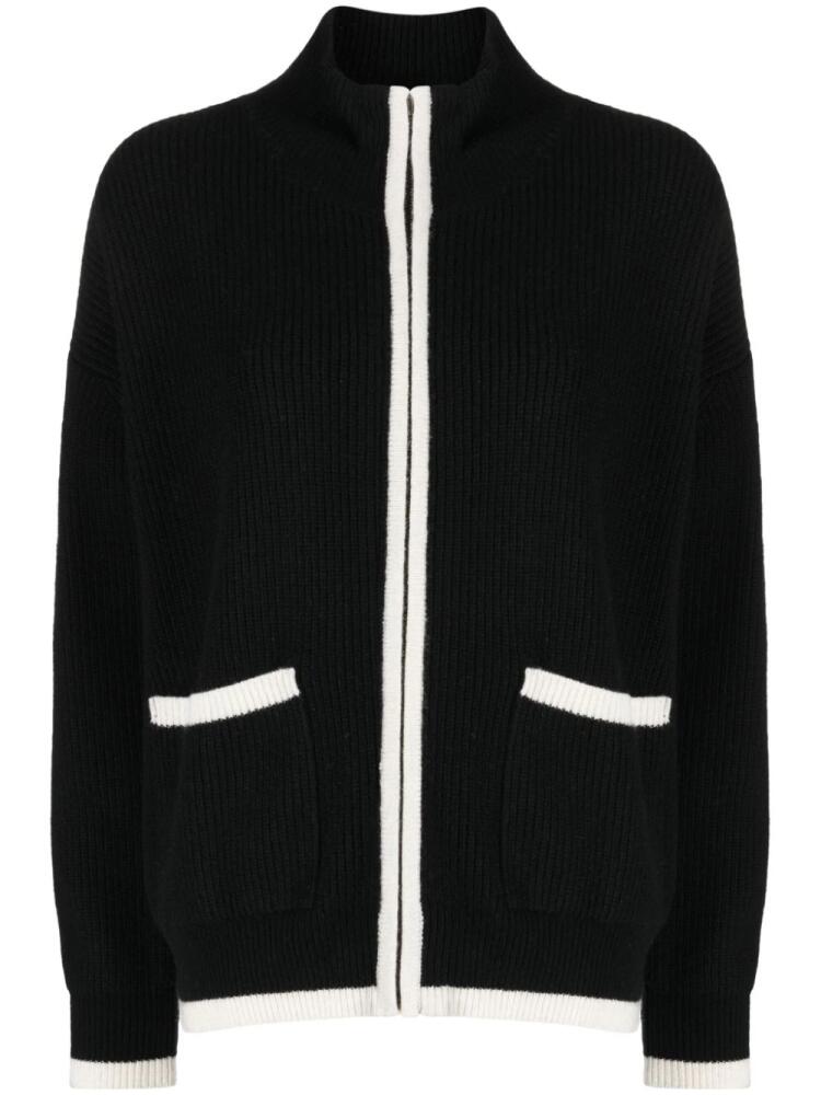 STUDIO TOMBOY contrasting-trim high-neck cardigan - Black Cover