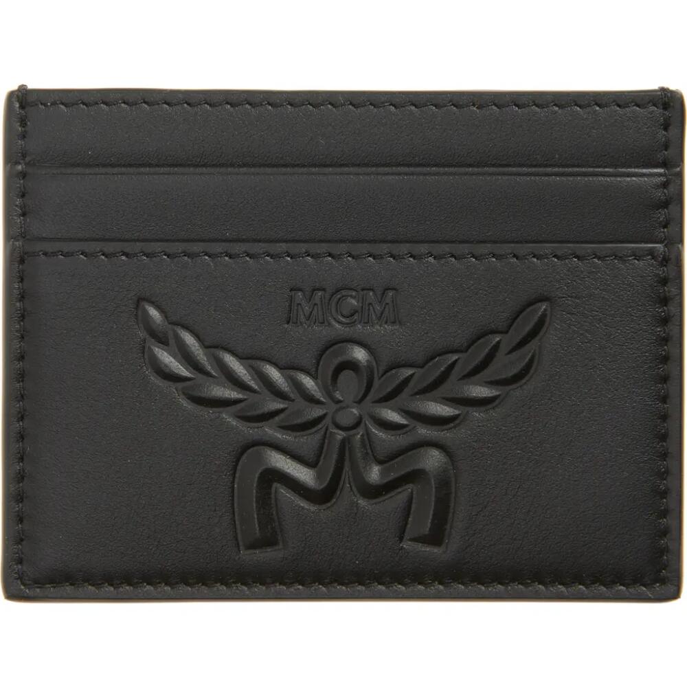 MCM Himmel Lauretos Monogram Leather Card Holder in Black Cover