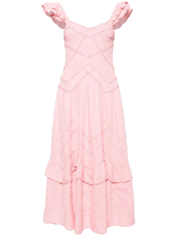 LoveShackFancy Brin smocked midi dress - Pink Cover