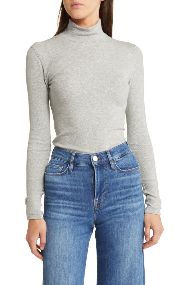 FRAME Gris Heather Rib Turtleneck Top Cover