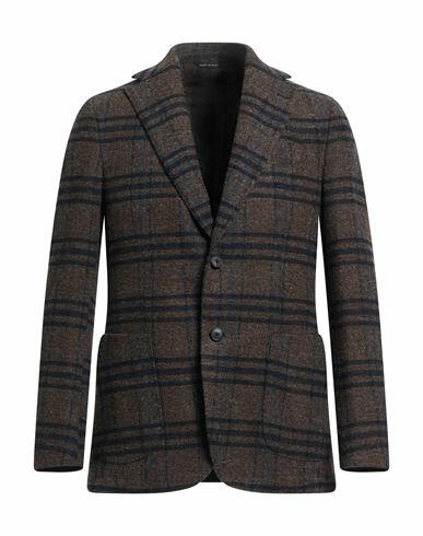 Giampaolo Man Blazer Dark brown Virgin Wool Cover