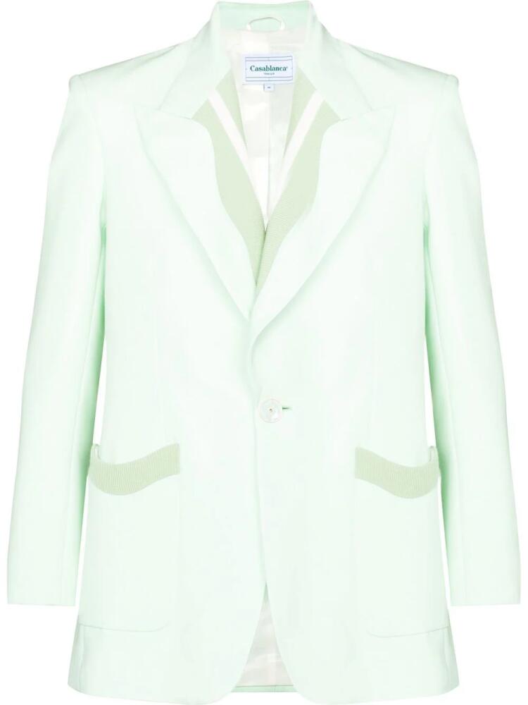 Casablanca ribbed-trim single-breasted blazer - Green Cover