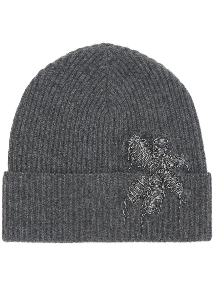 Brunello Cucinelli embellished cashmere beanie - Grey Cover