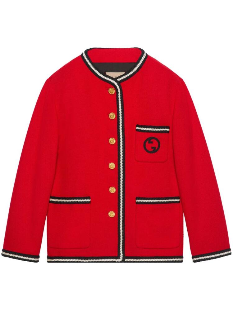 Gucci Interlocking G logo tweed jacket - Red Cover