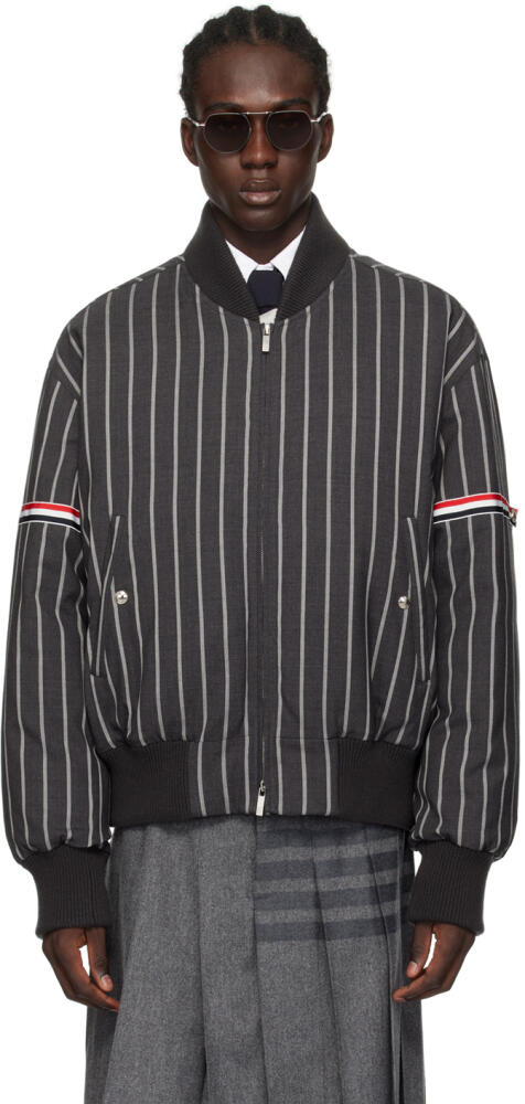 Thom Browne Gray Stripe Down Jacket Cover