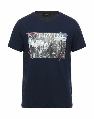 Ermanno Scervino Man T-shirt Midnight blue Cotton, Elastane Cover