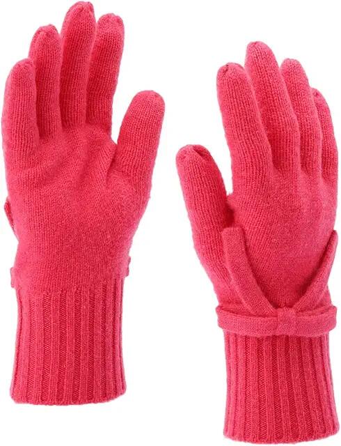 Kate Spade New York Bow Knit Gloves (Pompom Pink) Extreme Cold Weather Gloves Cover