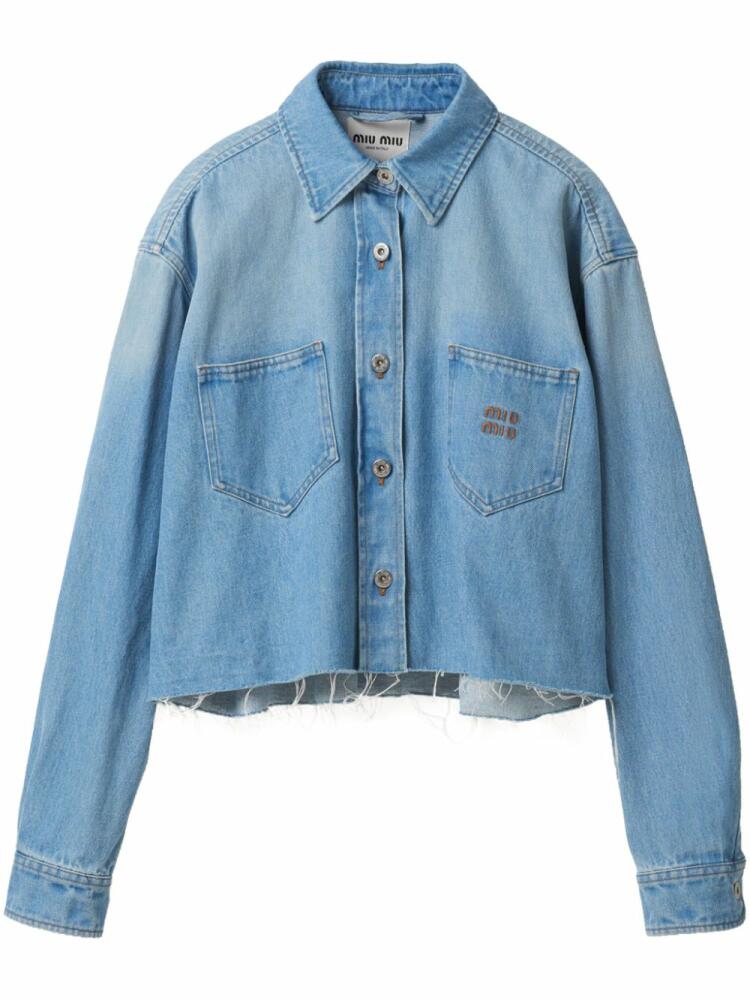 Miu Miu logo-embroidered denim jacket - Blue Cover