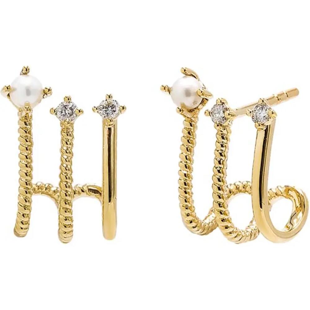 BY ADINA EDEN Triple Pearl Graduated Cage Stud Earring 14K in 14K Gold Cover