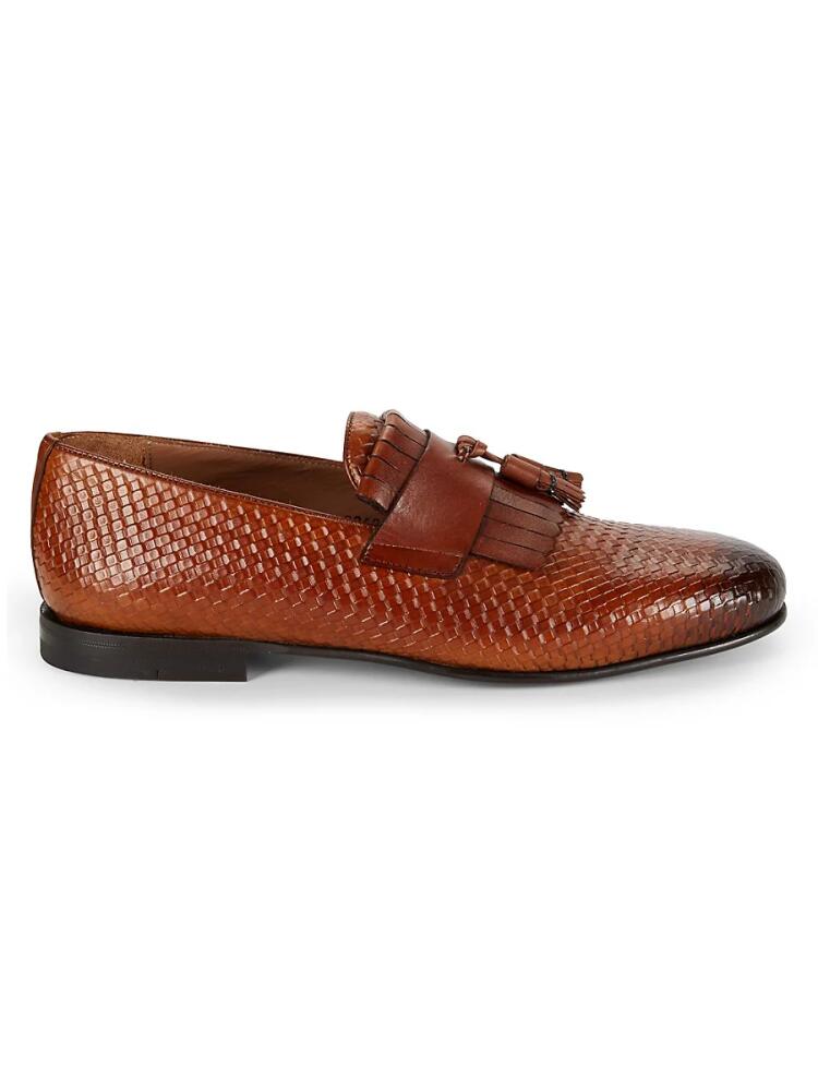 Mezlan Men's Basket Weave Leather Tassel Loafers - Cognac Cover