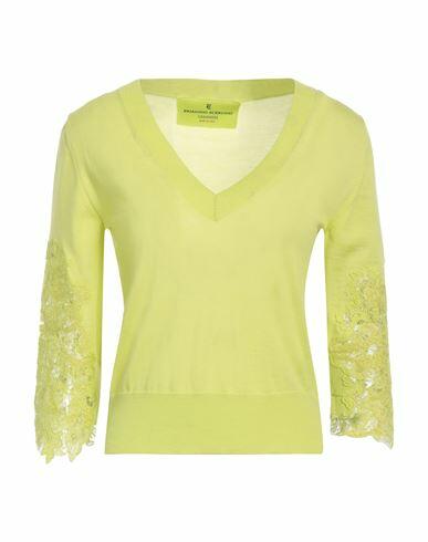 Ermanno Scervino Woman Sweater Acid green Cashmere, Cotton, Polyester, Mohair wool Cover