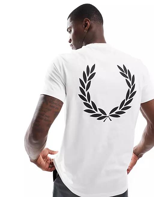 Fred Perry rear powder laurel t-shirt in white-Black Cover