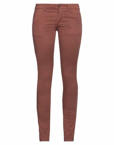 40weft Woman Pants Brown Cotton, Elastane Cover