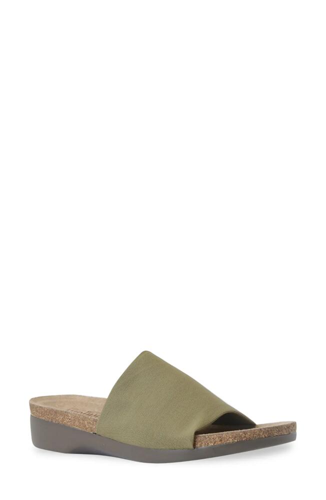 Munro Casita Slide Sandal in Olive Green Fabric Cover