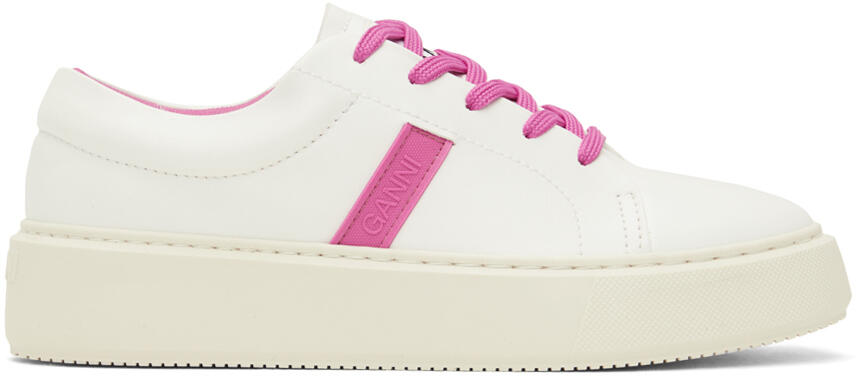 GANNI White & Pink Sporty Mix Cupsole Sneakers Cover