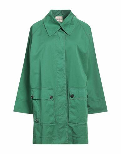 Semicouture Woman Overcoat & Trench Coat Green Cotton, Elastane Cover