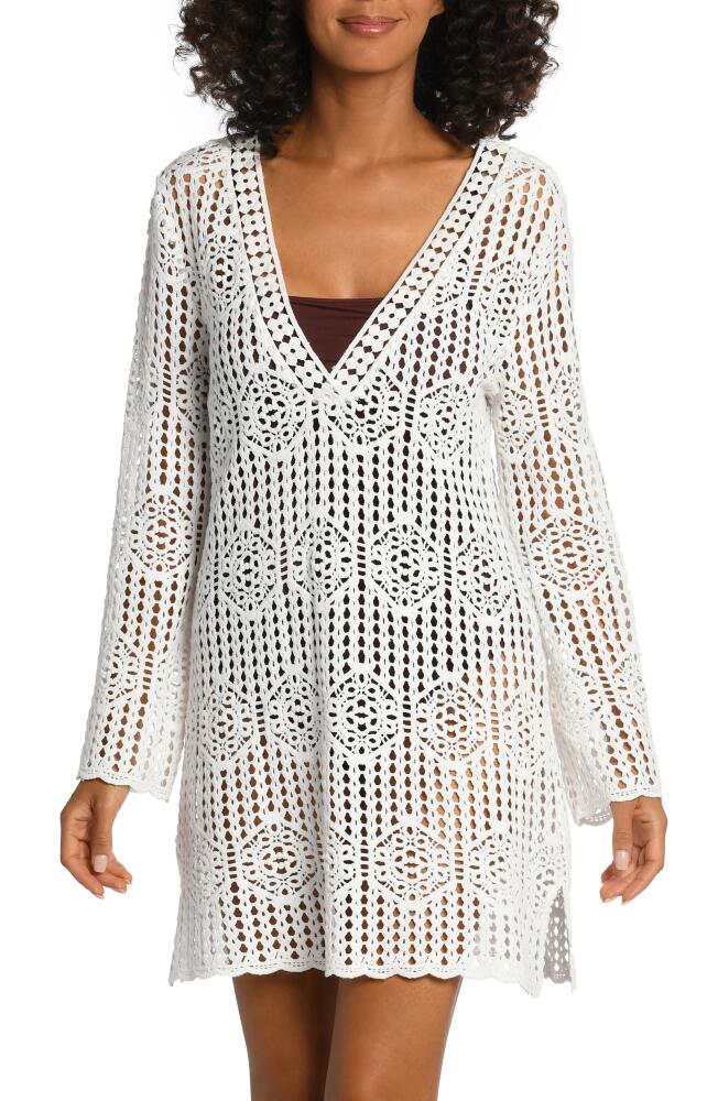 La Blanca Waverly Long Sleeve Cotton Cover-Up Dress in Ivory Cover