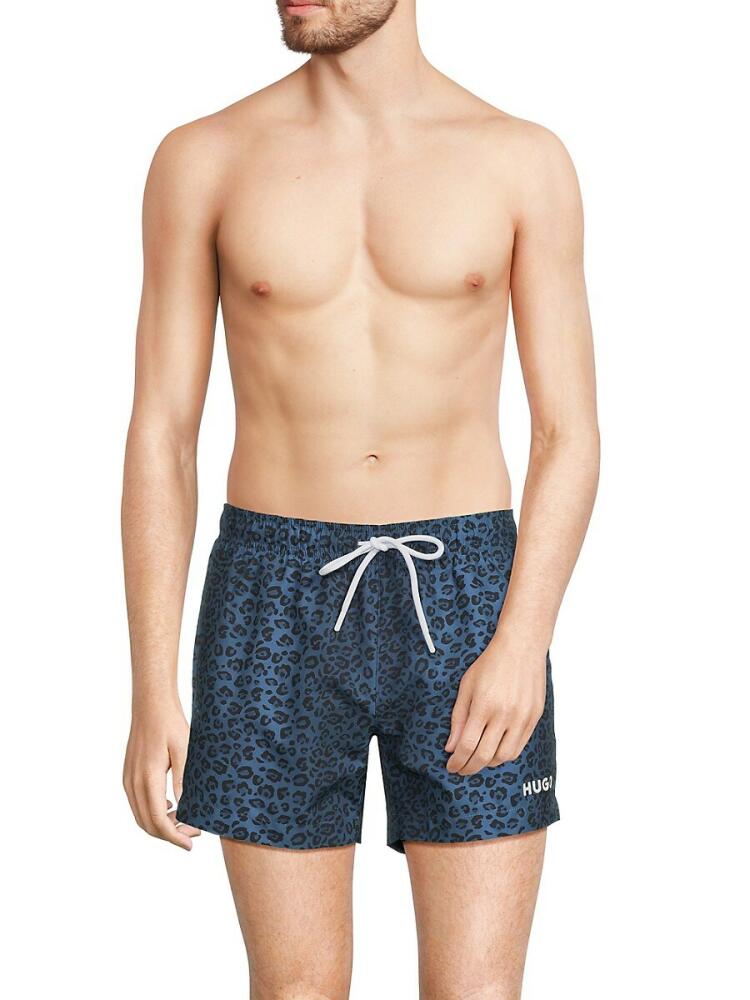 HUGO Men's Animal Print Swim Shorts - Navy Cover