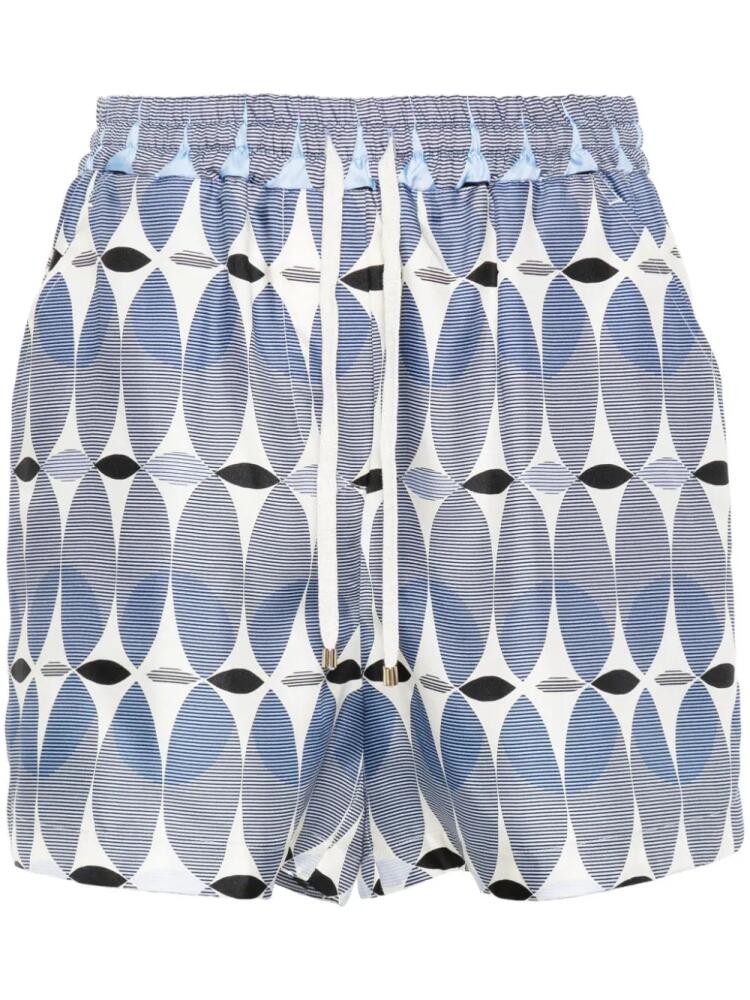 Lorena Antoniazzi graphic-print silk shorts - Blue Cover