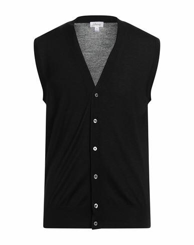 Brioni Man Cardigan Black Wool, Cashmere, Silk Cover