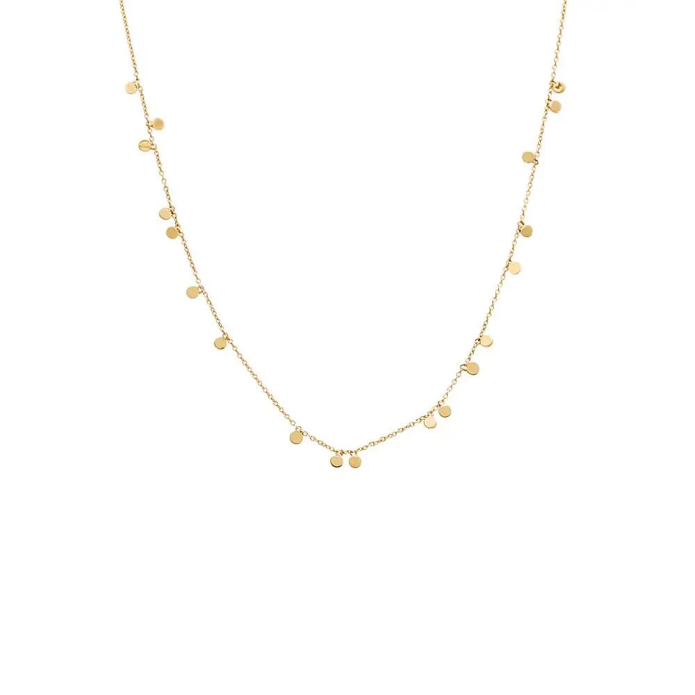 BY ADINA EDEN Solid Scattered Mini Dangling Disc Necklace 14K in 14K Gold Cover