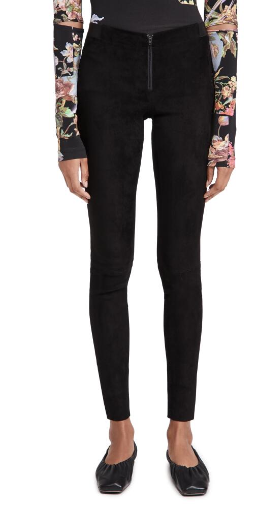 alice + olivia Front Zip Suede Leggings Black Cover