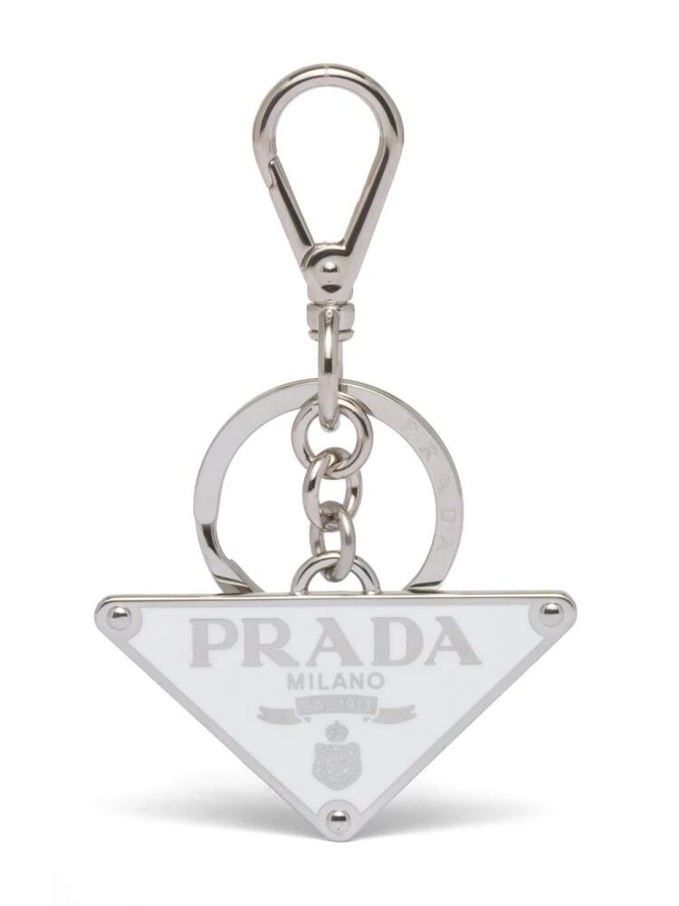 Prada logo-plaque clasp-fastening keyring - Silver Cover