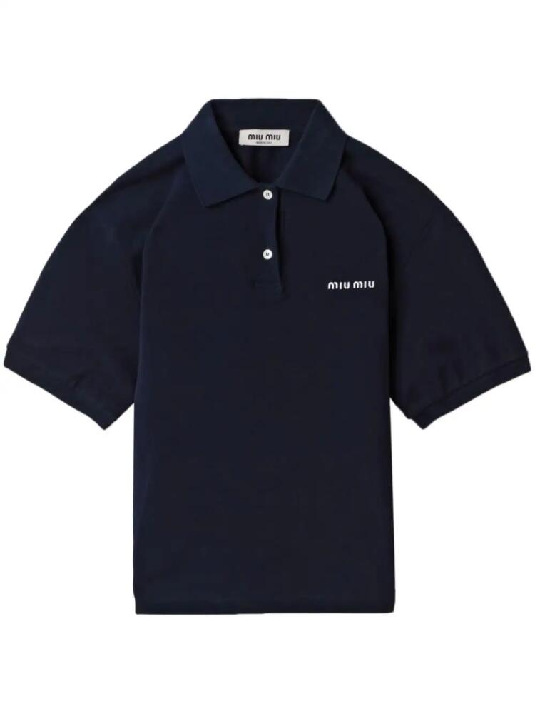 Miu Miu logo-embroidered polo shirt - Blue Cover