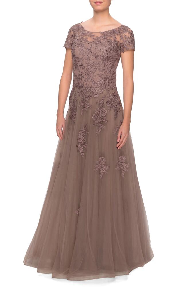 La Femme Lace Tulle Gown in Cocoa Cover