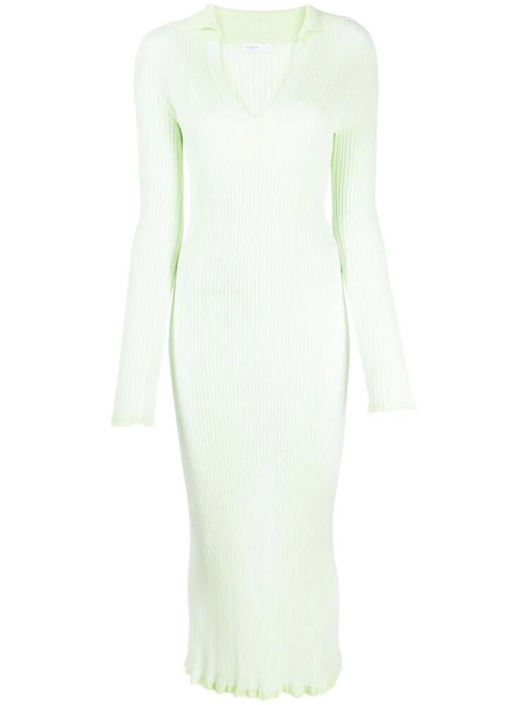 Rosetta Getty long-sleeved ribbed polo dress - Green Cover