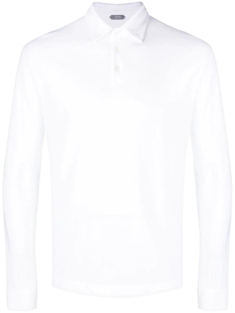 Zanone long-sleeve cotton polo shirt - White Cover