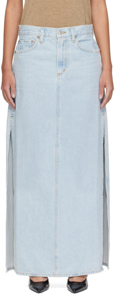 AGOLDE Blue Astrid Slice Denim Maxi Skirt Cover