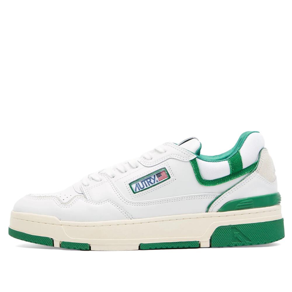 Autry Men's CLC Low Leather Sneakers in White/Green Cover