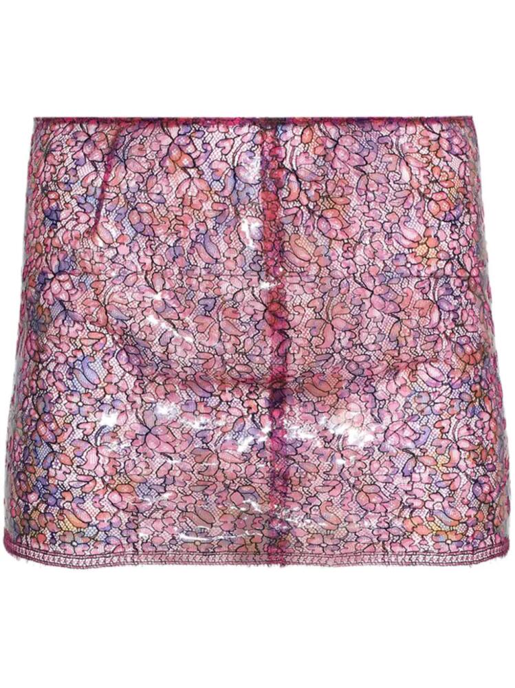 Christopher Esber mini handpainted lace skirt - Pink Cover