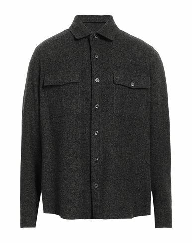 Agnona Man Shirt Steel grey Wool, Silk, Metal Cover