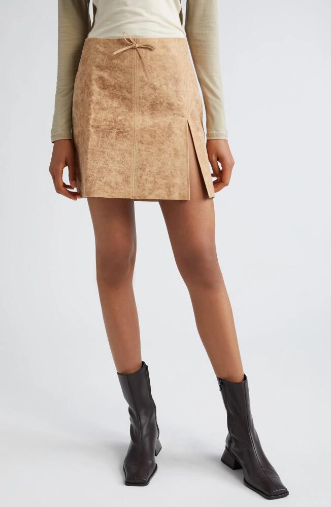 Paloma Wool Vittoria Lambskin Leather Miniskirt in Beige Cover