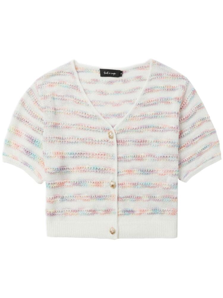 tout a coup striped cropped cardigan - White Cover