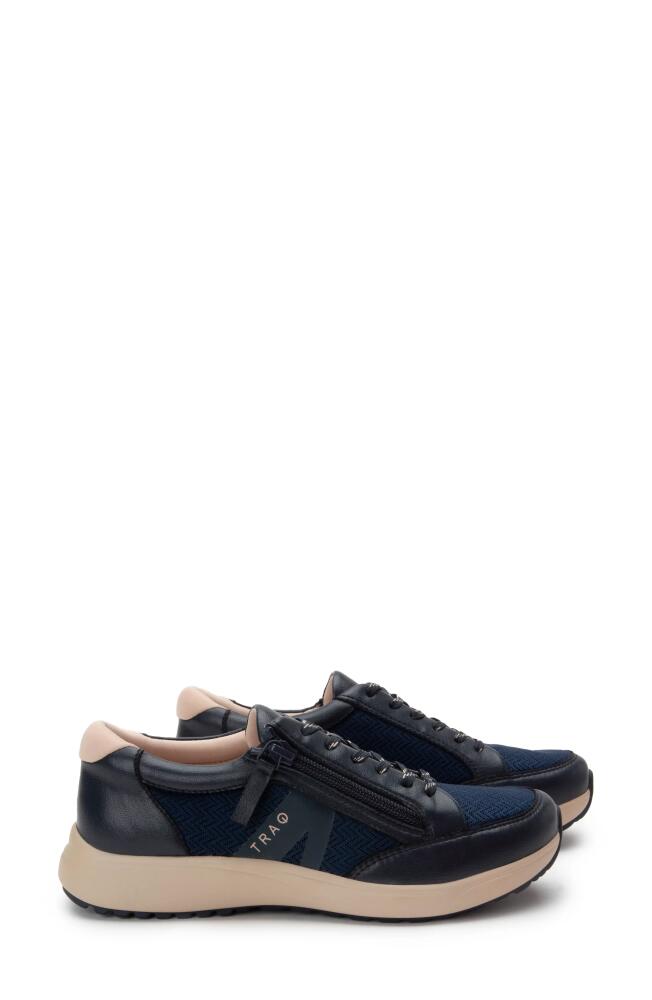 TRAQ by Alegria Eazee Sneaker in Navy Leather Cover