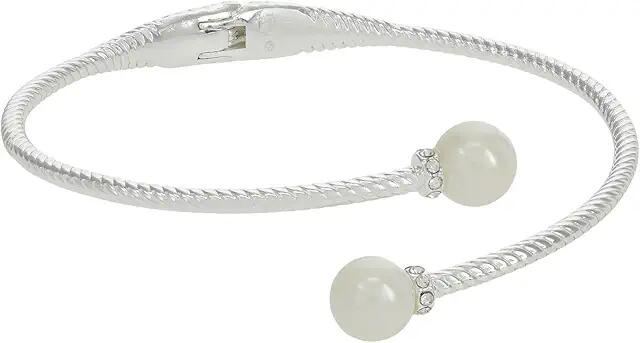 LAUREN Ralph Lauren Rope Pearl Bypass Hinge Bangle Bracelet (Silver/White Pearl/Crystal) Bracelet Cover